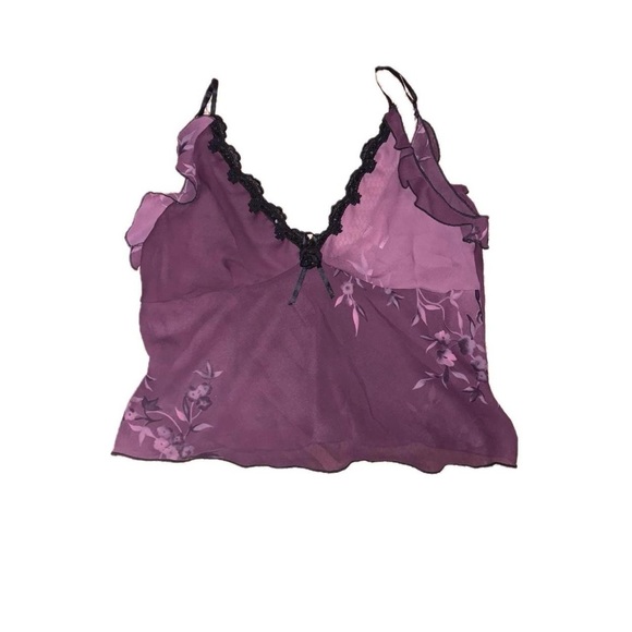 Sheer European Purple Blossom Chiffon Blouse - Picture 2 of 7